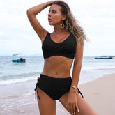 Women's Bikini Swimsuit Front Cross Lace Up Two Piece Bathing Suit Floral Print V Neck Swimwear Beach Wear